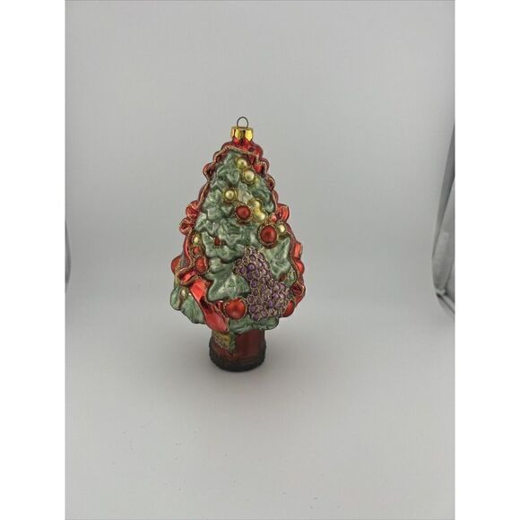 Susan Cherry 6.5" Glass Christmas Tree Ornament Glitter With Fruit Inscribed - Picture 3 of 10